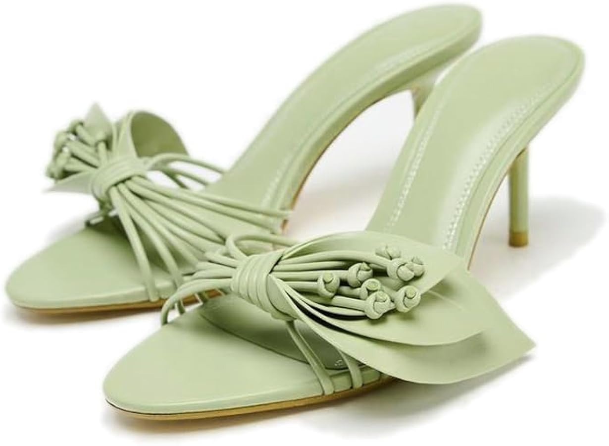 Flower High Heels Slides for Women Open Toe Floral Stilettos Sexy Strappy Wedding Birthday Dressy... | Amazon (US)