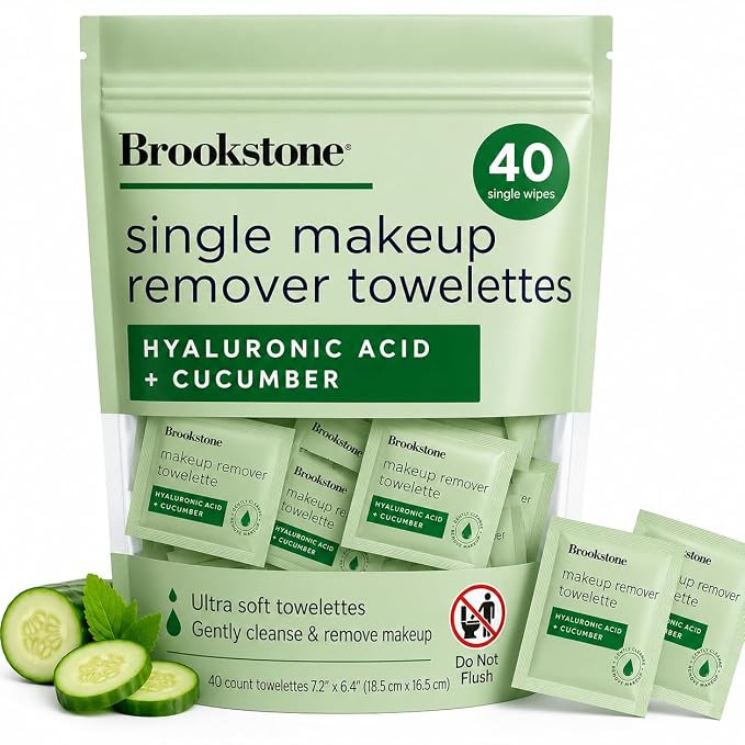 Brookstone Makeup Remover Wipes Individually Wrapped - Bulk Eye & Face Wipes for Travel, Single M... | Amazon (US)