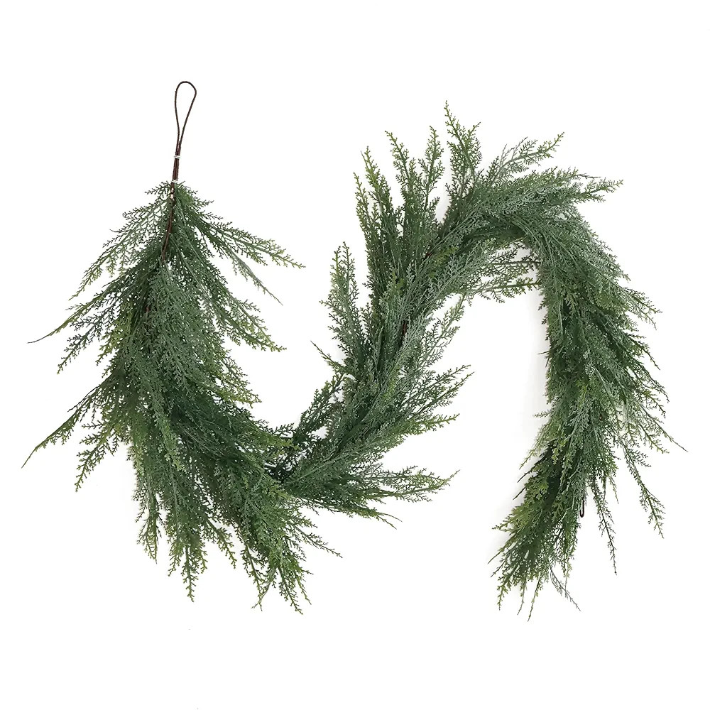 Christmas Cedar Garland Full Real Touch Artificial Green Faux Cypress Realistic Pine Garland for ... | Amazon (US)