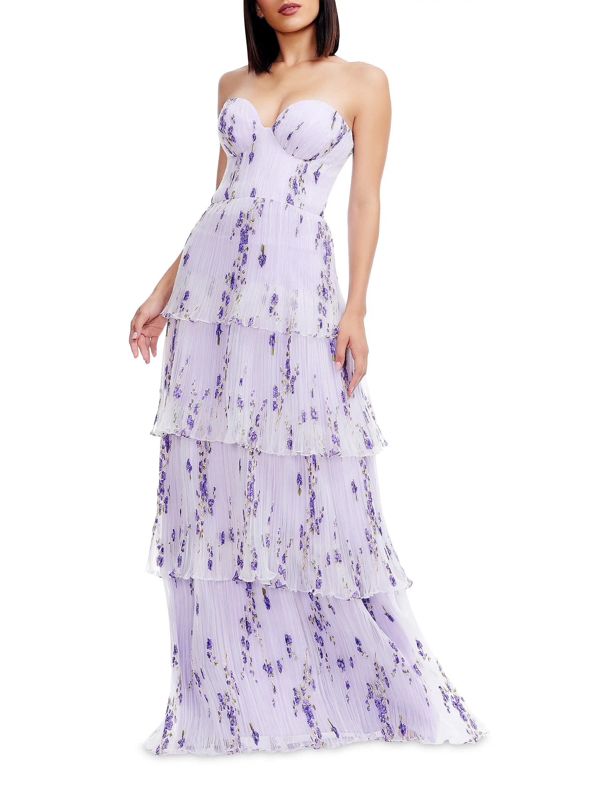 Layana Floral Tiered Bustier Gown | Saks Fifth Avenue