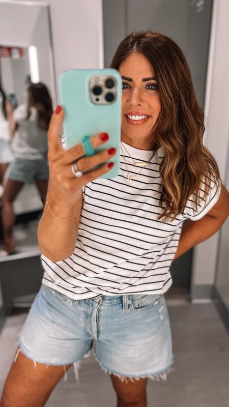Casual outfit for spring from target
These tees are my favorite. I get a couple of colors every year and I had to have the striped one. $10

I love it with these shorts! They are quickly becoming my favorite. $25

#LTKfindsunder50 #LTKover40 #LTKstyletip