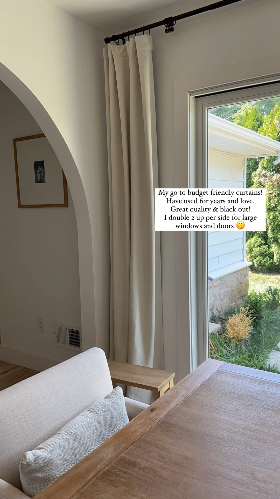 Budget friendly curtains!

Have used for years and love. Great quality & black out! I double up 2 per side for large windows and doors like this slider 🤫 

This extra long curtain rod is also budget friendly and a steal! 


#LTKFindsUnder50 #LTKHome