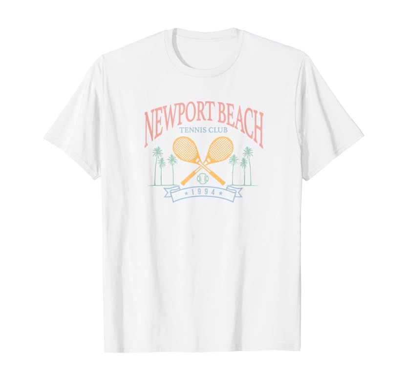 Newport Beach Tennis Club Crossed Racquets T-Shirt | Amazon (US)