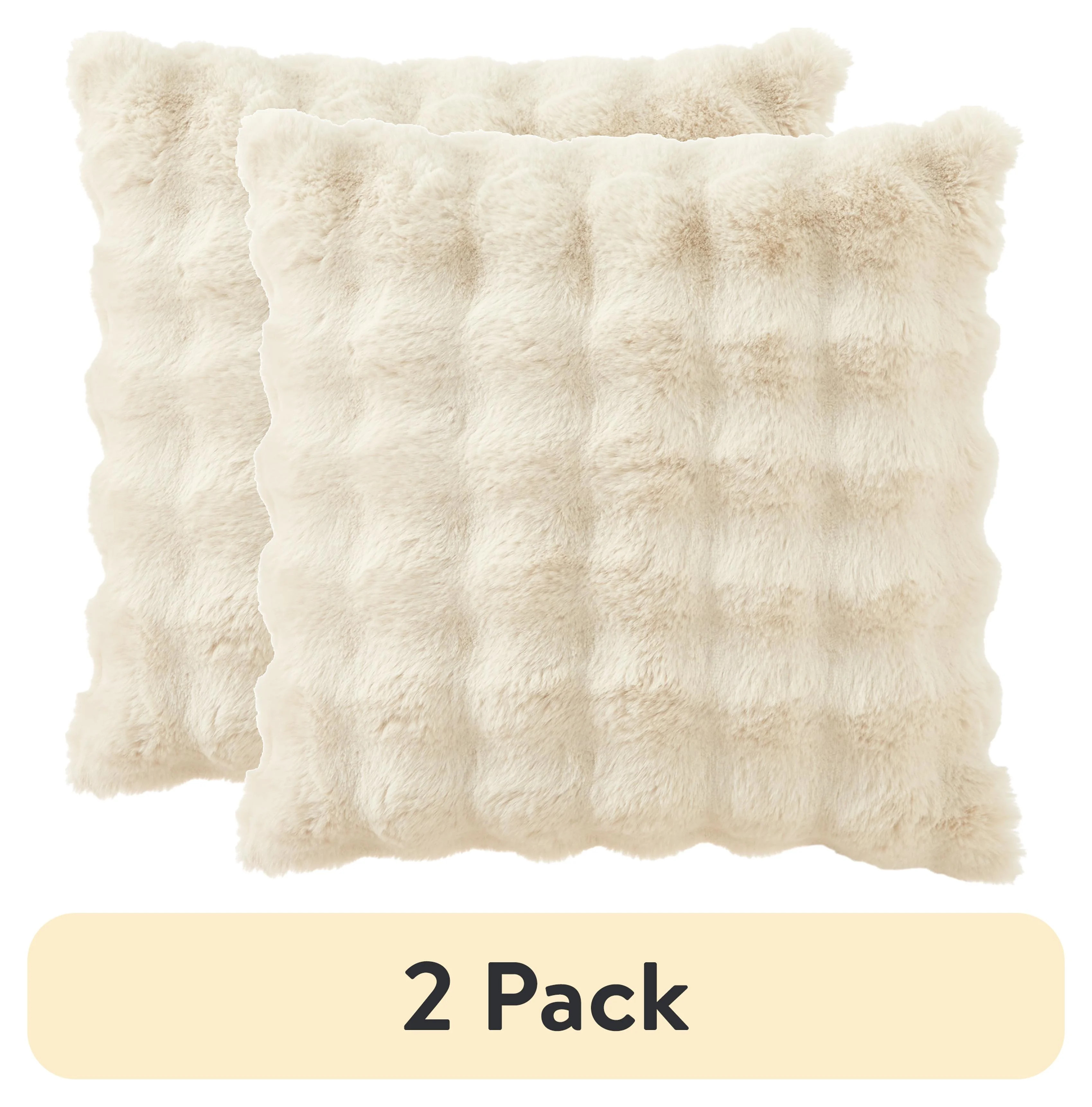 (2 pack) Better Homes & Garden 22" x 22" Bubble Fur Decorative Pillow, Papyrus Beige - Walmart.co... | Walmart (US)