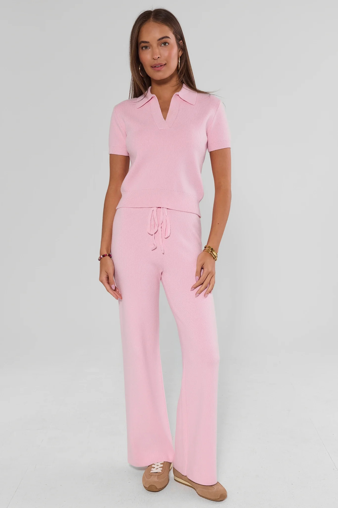 Pink Knit Wide Leg Lounge Pants | Avara