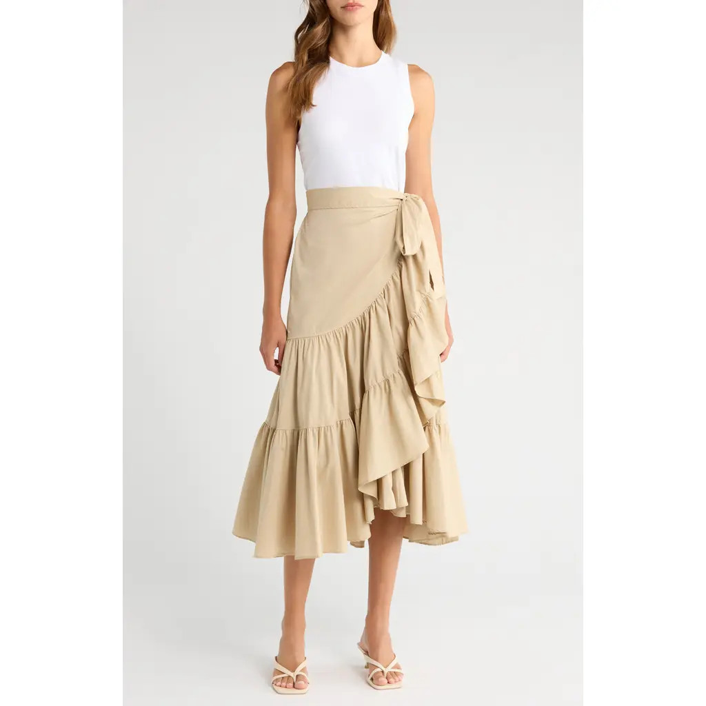 Cinq à Sept Mahlia Midi Dress in White/Khaki at Nordstrom Rack, Size Small | Nordstrom Rack