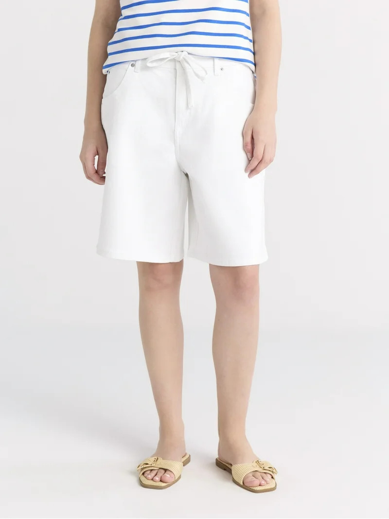 Free Assembly Women's and Women's Plus Bermuda Shorts with Belt, 9" Inseam, Sizes 0-28 | Walmart (US)