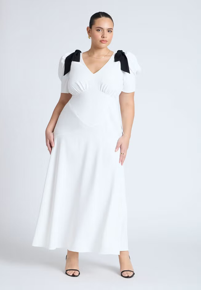 Flowy Bow Detail Maxi Dress | Eloquii