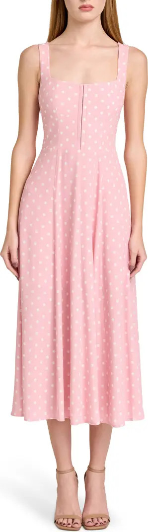 Leonie Polka Dot Corset Midi Dress | Nordstrom