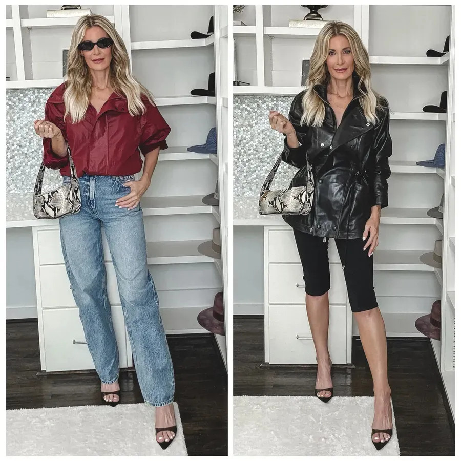 5 Fall Trends I’d Actually Wear at 52 ✨ Fall fashion is here, and these are 5 trends I’m actually excited to wear this year—because just because something is trendy doesn’t mean it has to feel too young or impractical. 1. Cat-Eye Sunglasses — These are from Quince, and the price point is amazing. A chic way to try the trend without spending a fortune. 2. Crimson Red — This color is everywhere for fall, and I’m loving it. This bomber jacket has the coolest high collar, but I personally love wearing it unzipped for a more relaxed look. 3. Soft Barrel Jeans — My absolute #1 pick is this pair by Pistola. They’re high-waisted with a slim barrel leg that tapers at the ankle, and the silhouette is surprisingly elongating for the legs. 4. Snake Print — Snake print is everywhere this fall. If you don’t want to go all-in on the trend, a bag like this is the perfect way to incorporate it. 5. Elevated Leather — A beautiful leather jacket is one of those pieces that never goes out of style. This one is real leather and I love the way it cinches in at the waist. So flattering. What’s your favorite fall trend this year? 

 

#LTKdayinmylife #LTKootd #LTKOver40