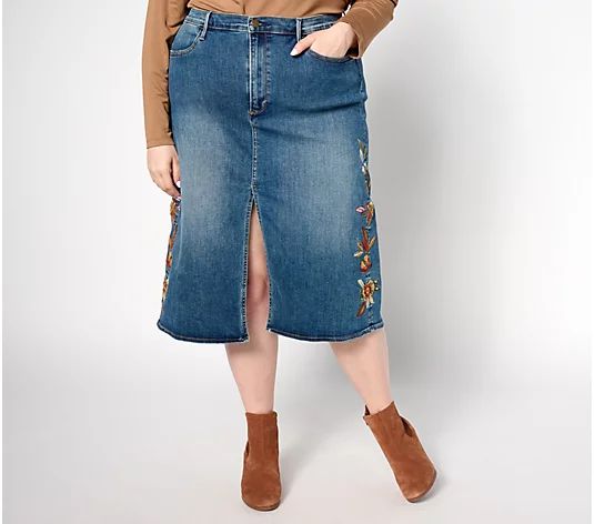 Driftwood Jeans Embroidered Piper Skirt - Feathery Leaf - QVC.com | QVC
