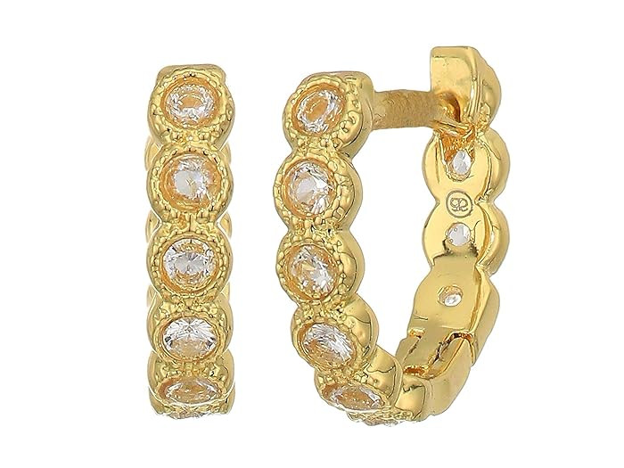 gorjana Madison Shimmer Huggies Earrings (Gold/White CZ) Earring | Zappos