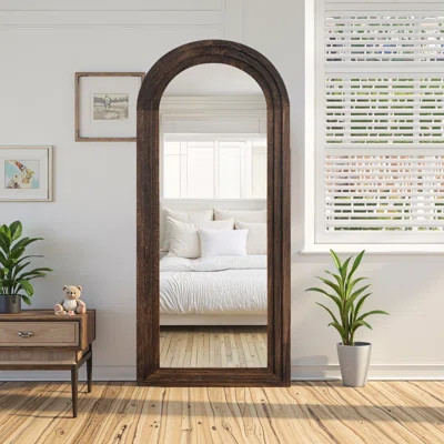 Chic Ornate Solid Wood Accent Mirror Distressed Arch Wall Mirror Retro Full Length Mirror | Wayfair North America
