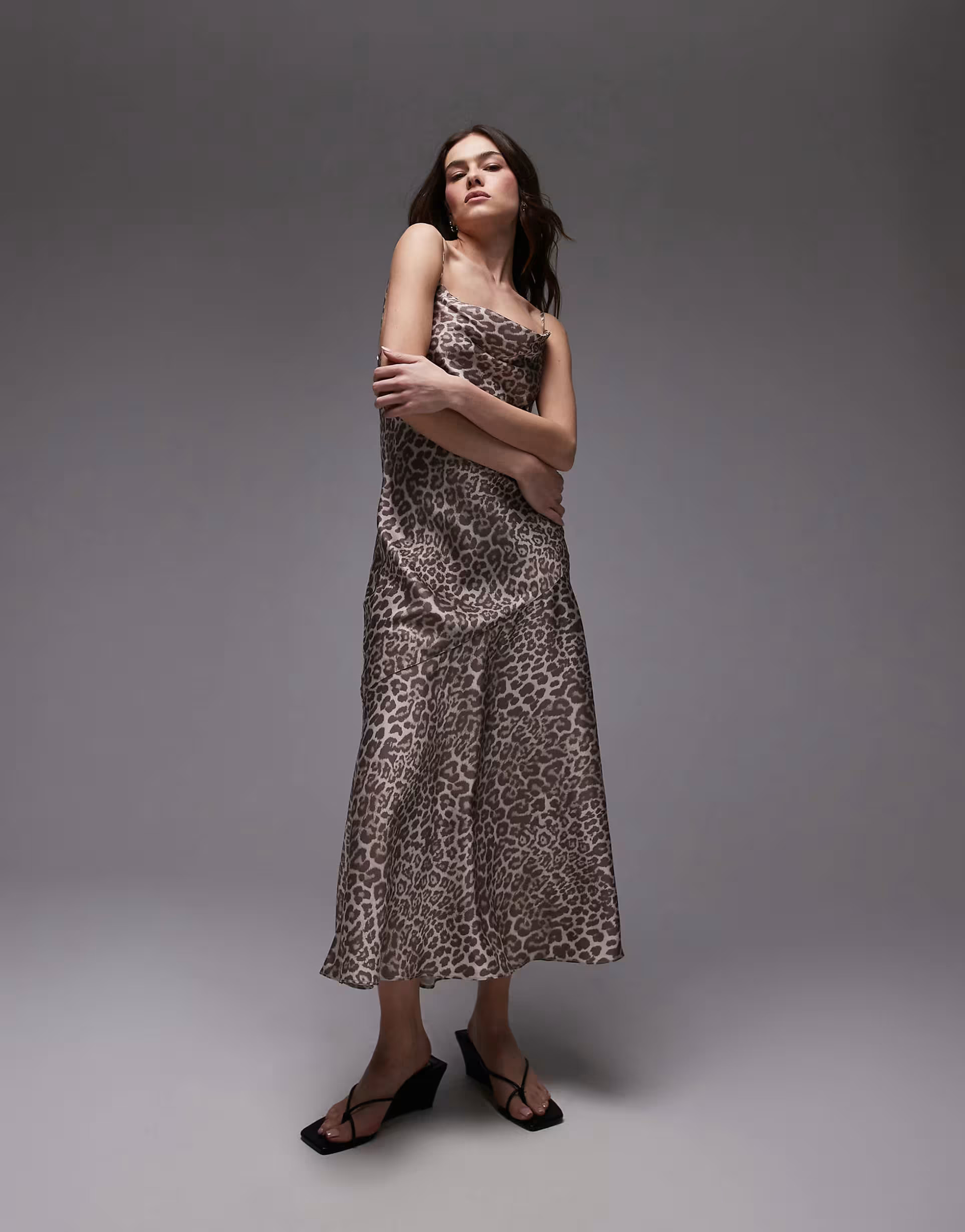 & Other Stories maxi cami slip dress with low back in leopard print | ASOS | ASOS (Global)