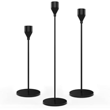 Black Candle Holders Set of 3 for Taper Candles Decorative Candlestick Holders for Wedding, Dinning, | Amazon (US)