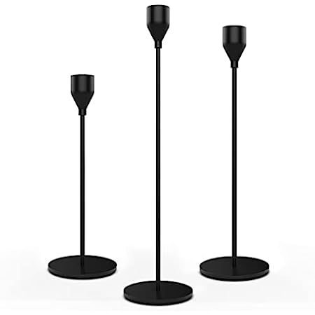 Black Candle Holders Set of 3 for Taper Candles Decorative Candlestick Holders for Wedding, Dinning, | Amazon (US)