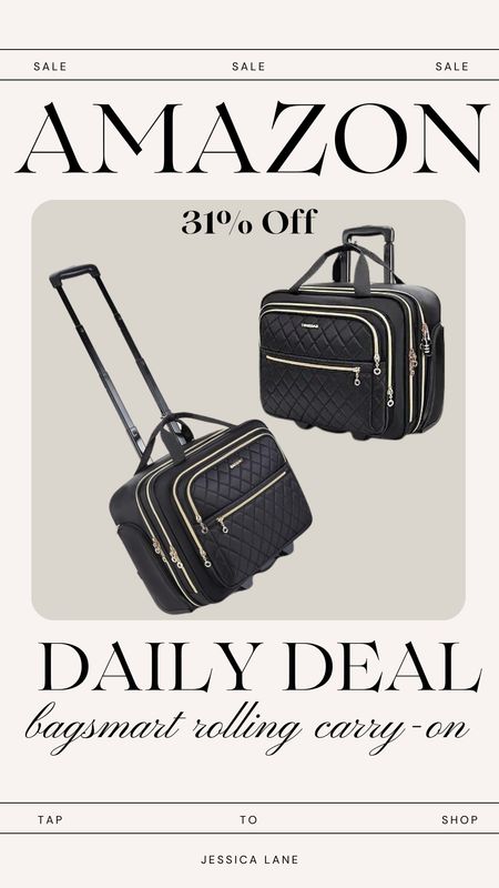 Amazon daily deal, save 31% on this rolling carry on bag. Tons of storage, designer look. Amazon luggage, Amazon travel, bagsmart carry-on rolling bag, carry-on luggage, travel bag

#LTKitbag #LTKtravel #LTKsalealert