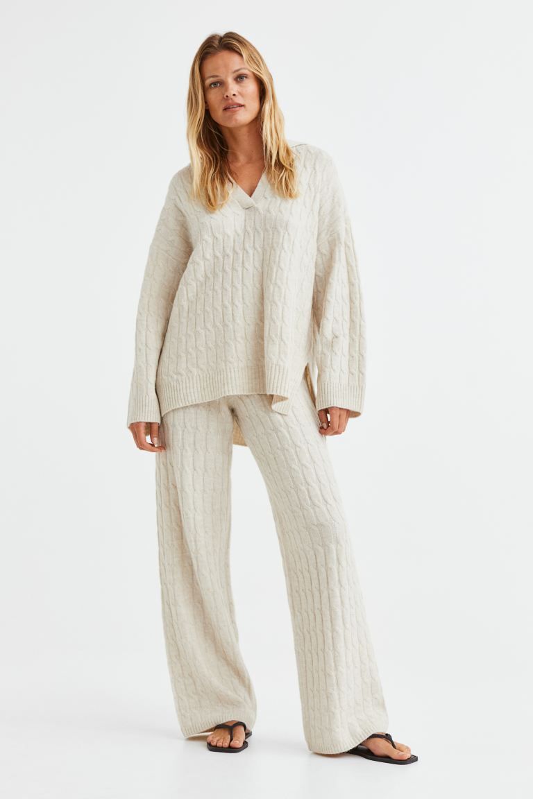 Cable-knit Pants - Natural white - Ladies | H&M US | H&M (US)