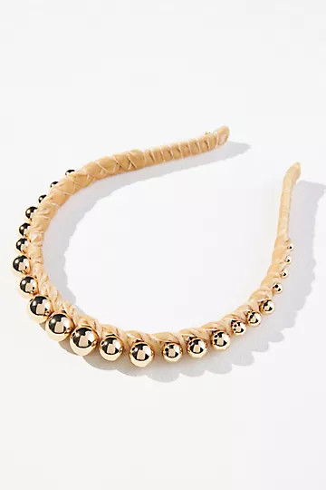 Lele Sadoughi Graduated Gold Beaded Headband | Anthropologie (US)