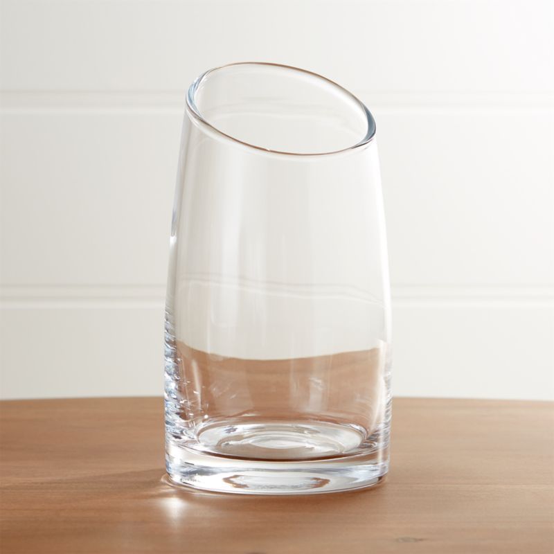 Slant Glass Vase 7.5" + Reviews | Crate & Barrel | Crate & Barrel
