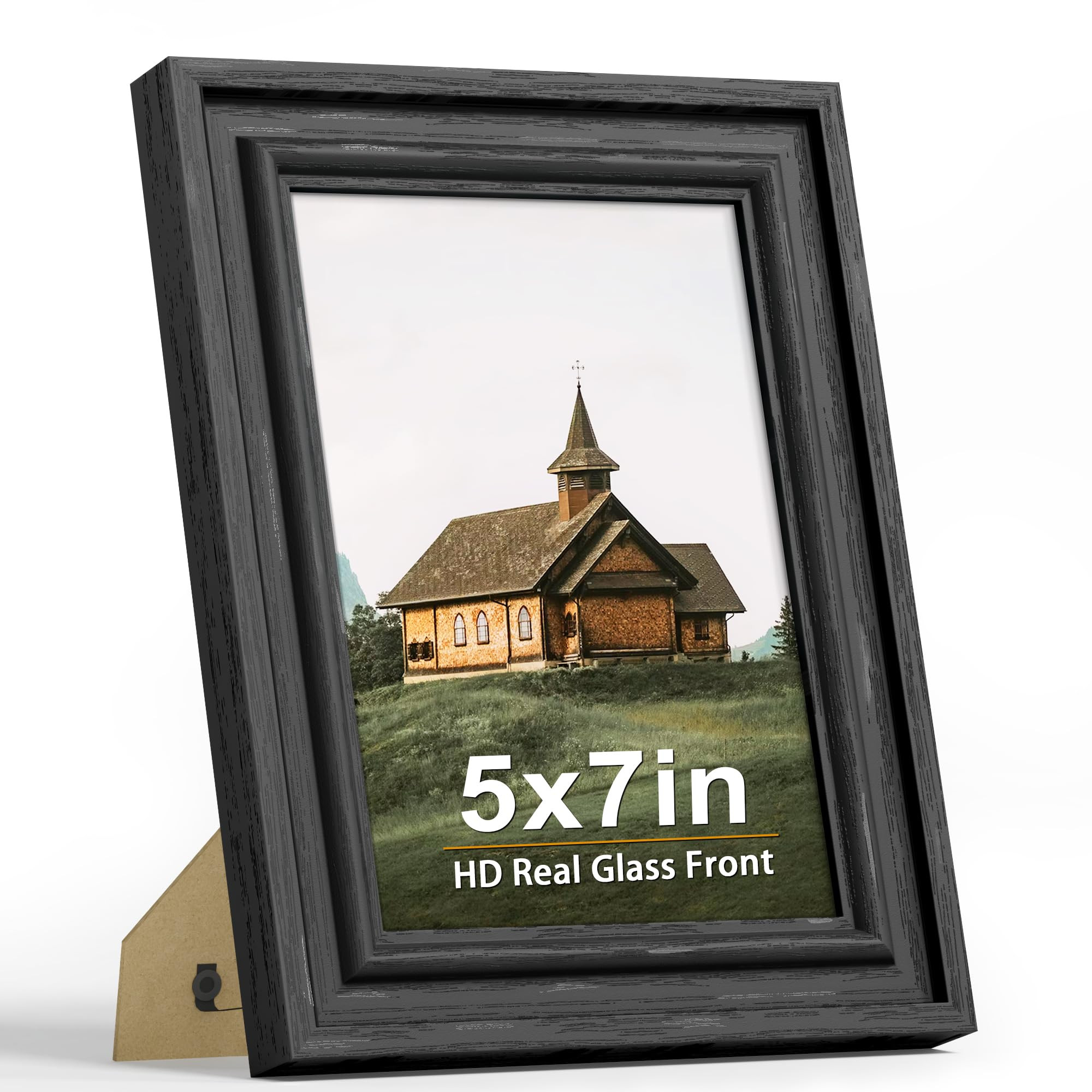 PEALSN 5x7 Picture Frame with Real Glass Front and Black Backboard, Wall Gallery Photo Frames for... | Amazon (US)