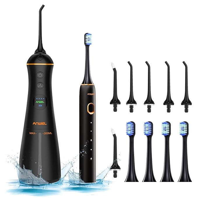Water Flosser and Ultrasonic Electric Toothbrush Combo, Cordless Dental Oral Irrigator with DIY M... | Amazon (US)