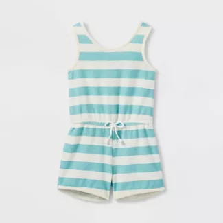 Grayson Mini Toddler Girls' Terry Striped Romper - Blue 5T | Target