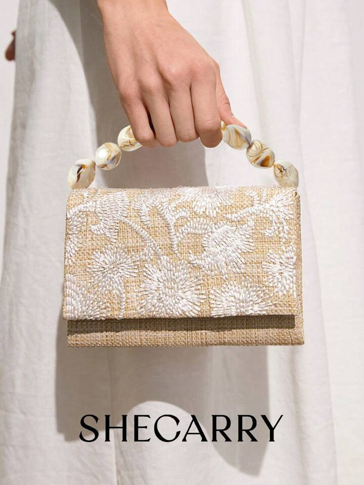 SHECARRY Flower Embroidered Minimalist Fashion Tote Bag, Daily Casual Handbag & Organizer For Wom... | SHEIN