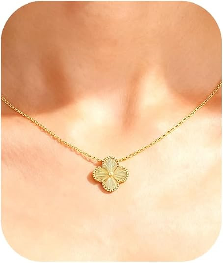 Clover Pendant Designer Jewelry Four Leaf Clover Necklace, 18K Gold Plated Lucky Flower Pendan, D... | Amazon (US)