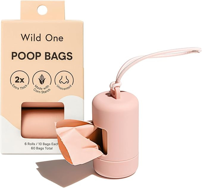 Wild One Dog Poop Bag Holder and Dispenser with Leash Attachment, Leak Proof, Easy Twist Top for ... | Amazon (US)