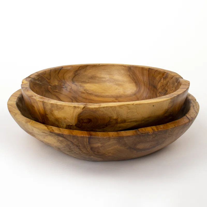 Aadhya Wood Decorative Bowl - Set of 2 (Set of 2) | Wayfair North America