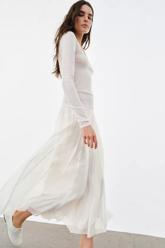 FLOWY COMBINATION SKIRT ZW COLLECTION | Zara US