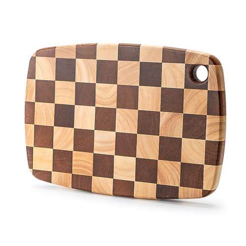 Checkered Cutting Board Wood Butcher Block, Wooden Chopping Board with Checkerboard Pattern and Inner Side Handles Meat Cheese Charcuterie Board, Ideal for Chopping, Slicing, and Dicing 13 * 9 Inch | Amazon (US)