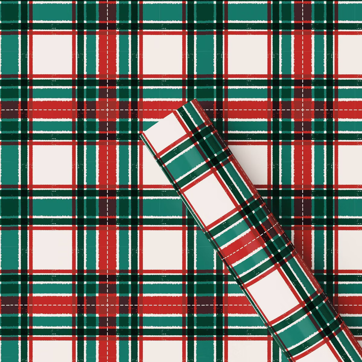 30" 90 sq ft Christmas Roll Wrap Red/White/Green Plaid - Wondershop™ | Target