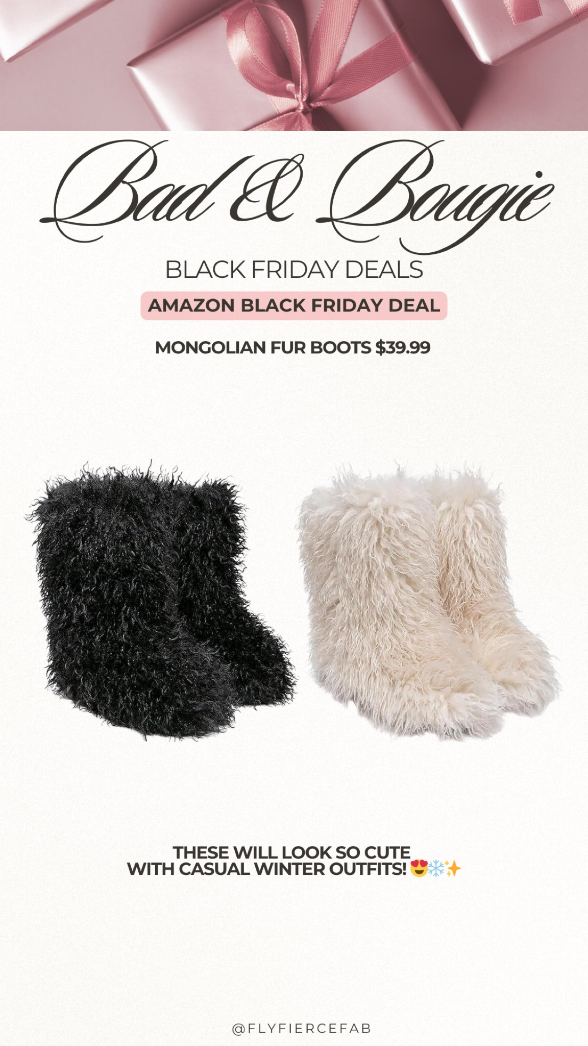 Um, how cute are these Mongolian fur boots from Amazon?! 😍✨ They’re currently $39.99 for Black Friday.

Not only would these be cute with causal holiday outfits, they’re a great gift idea too! 🎄✨

Which color would you get? 👀

🎅🏾 Gifts for her

#LTKCyberWeek #LTKGiftGuide #LTKHoliday