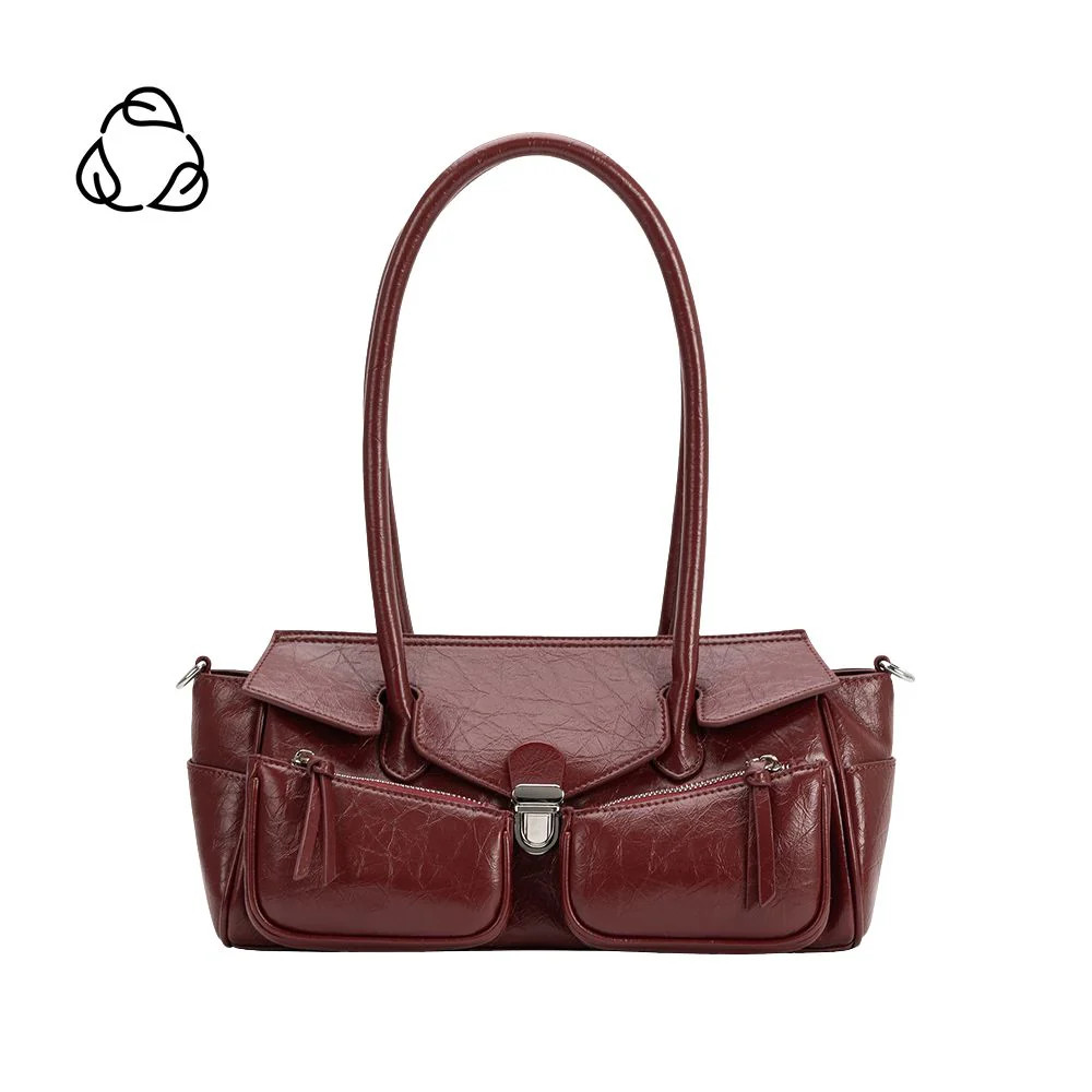 Burgundy Ruthie Recycled Vegan Leather Shoulder Bag | Melie Bianco | Melie Bianco