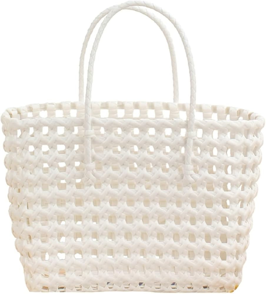 Summer Woven Beach Bag for Women - Washable Cute Jelly Plastic Hobo Shoulder Travel Bag for Sport... | Amazon (US)