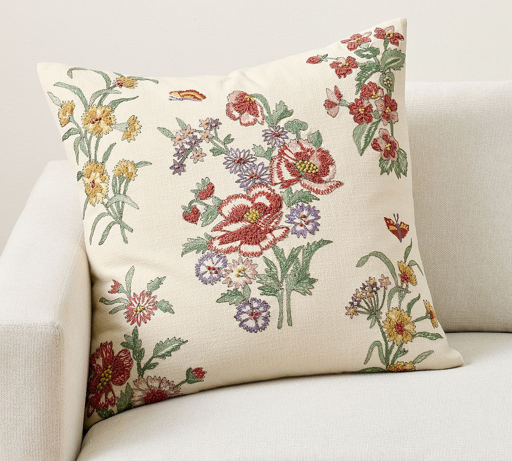 Felicity Floral Embroidered Pillow | Pottery Barn (US)