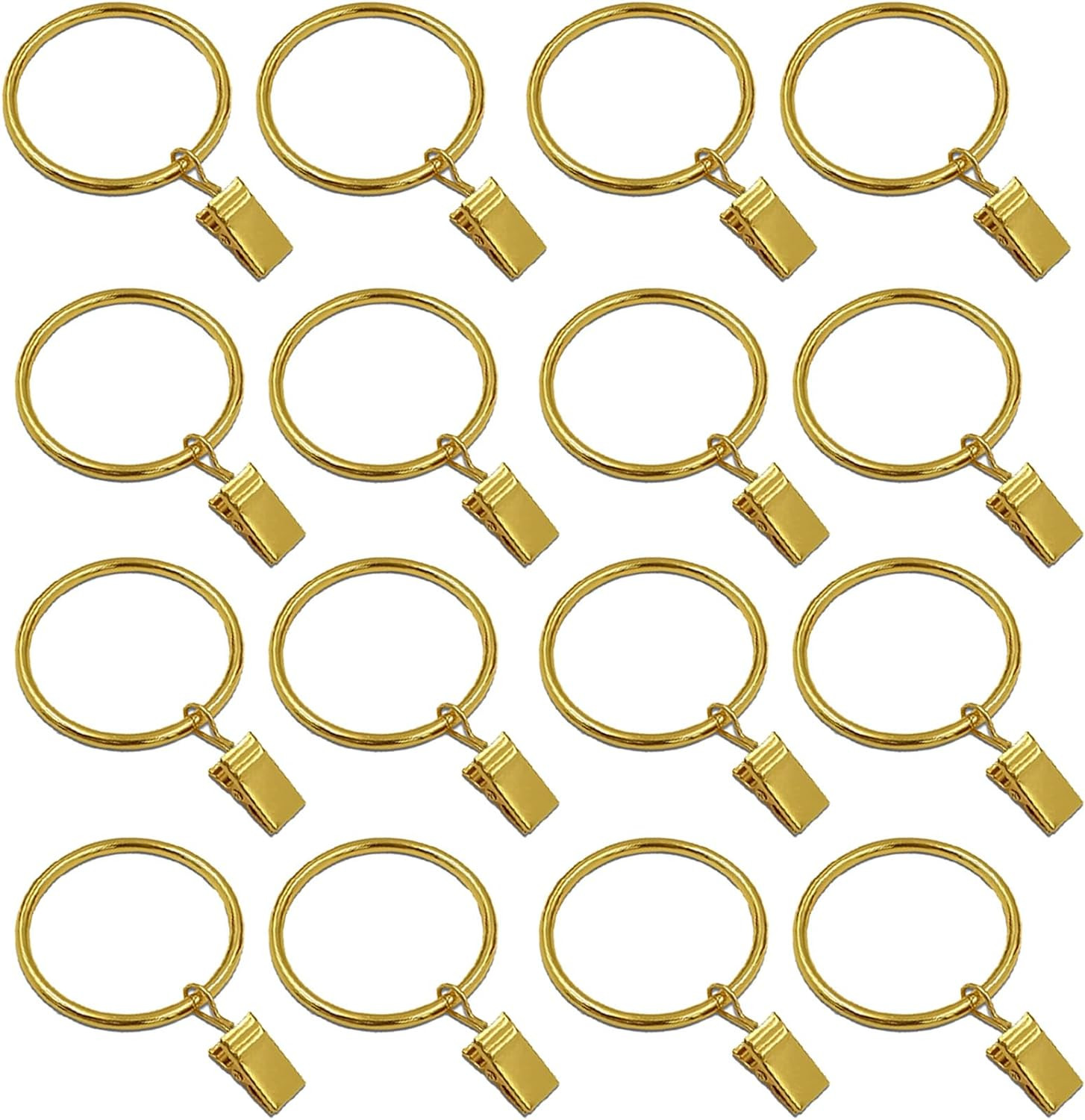 16 Pcs Curtain Rings with Clips, Window Clip Rings Curtain Hooks Hangers Clip Rings for Hanging D... | Amazon (US)
