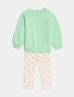 2pc Cotton Rich Cherry Print Outfit (0-6 Yrs) | Marks and Spencer US