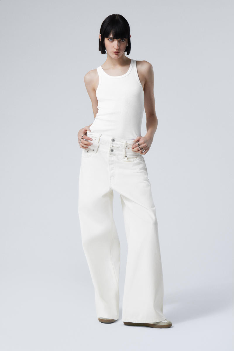 Dual High Waisted Loose Wide Leg Jeans | Weekday