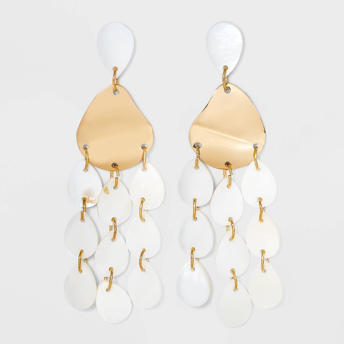 3 Tier Chandelier Mother of Pearl Earrings - A New Day™ Gold | Target