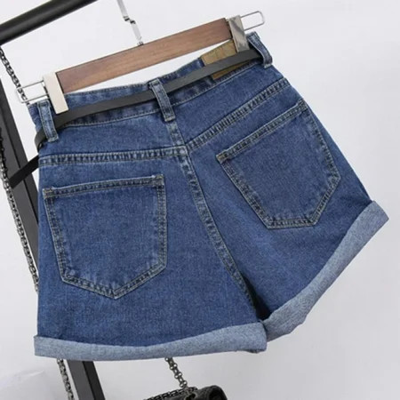 Carlendan Women s Retro High Waisted Rolled Denim Shorts Folded Hem Jean Shorts with Pockets | Walmart (US)