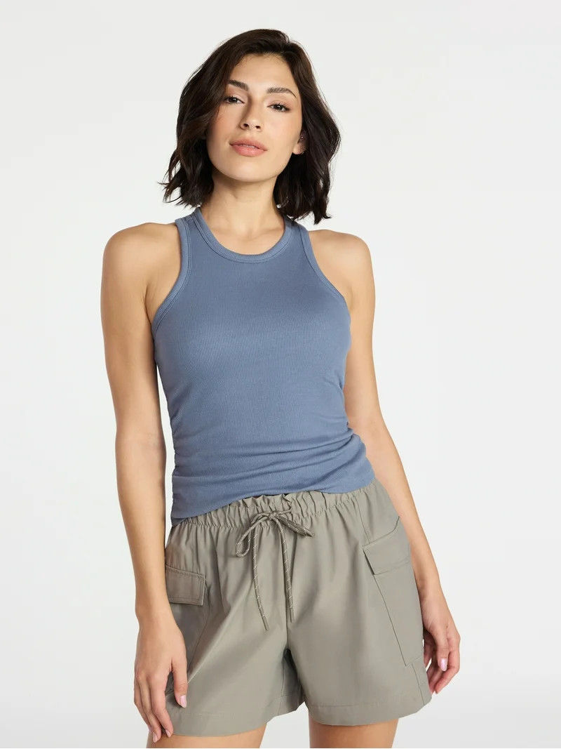 Avia Women's Cotton Ruched Rib Tank Top, Sizes XS-XXXL | Walmart (US)