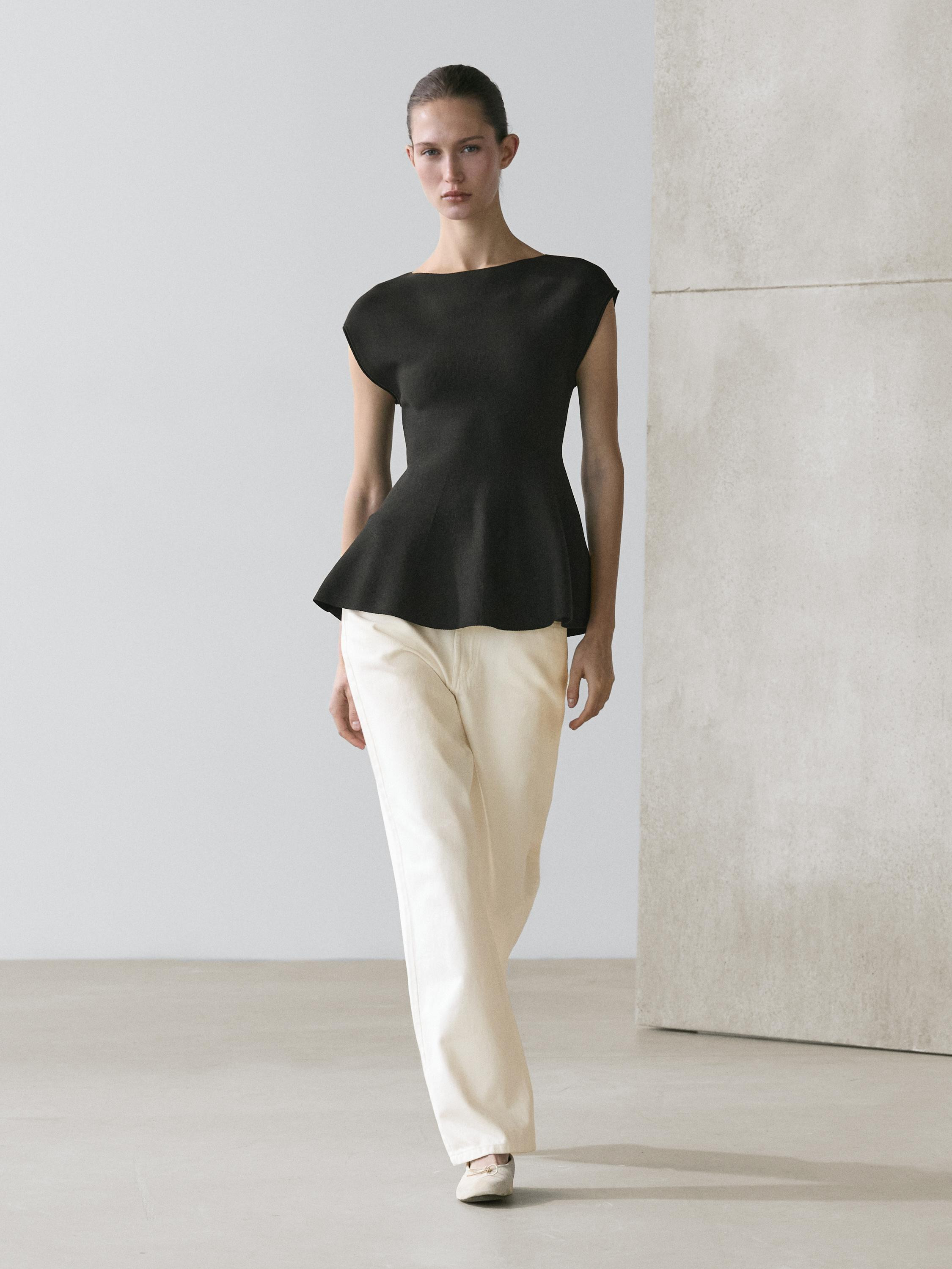 Knit top with crew neck | Massimo Dutti UK