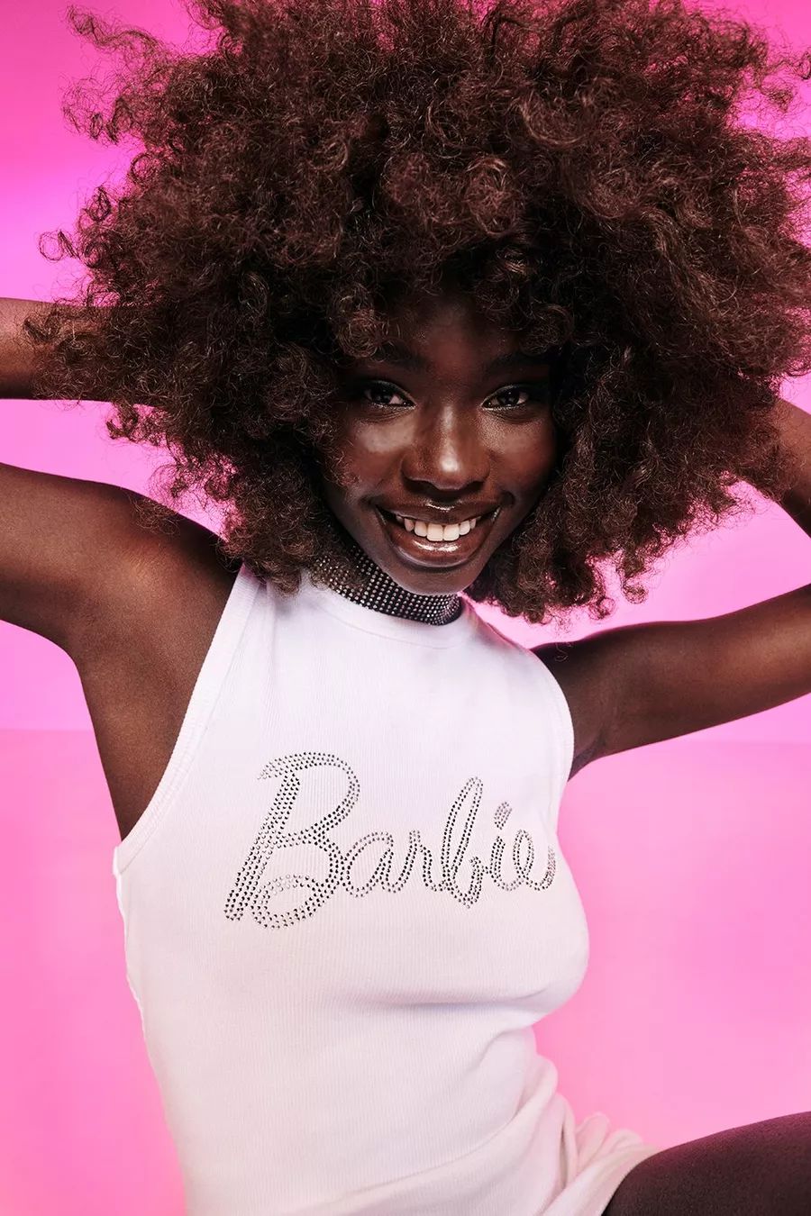 Barbie Diamante Rib Racer Neck Vest | Boohoo.com (UK & IE)