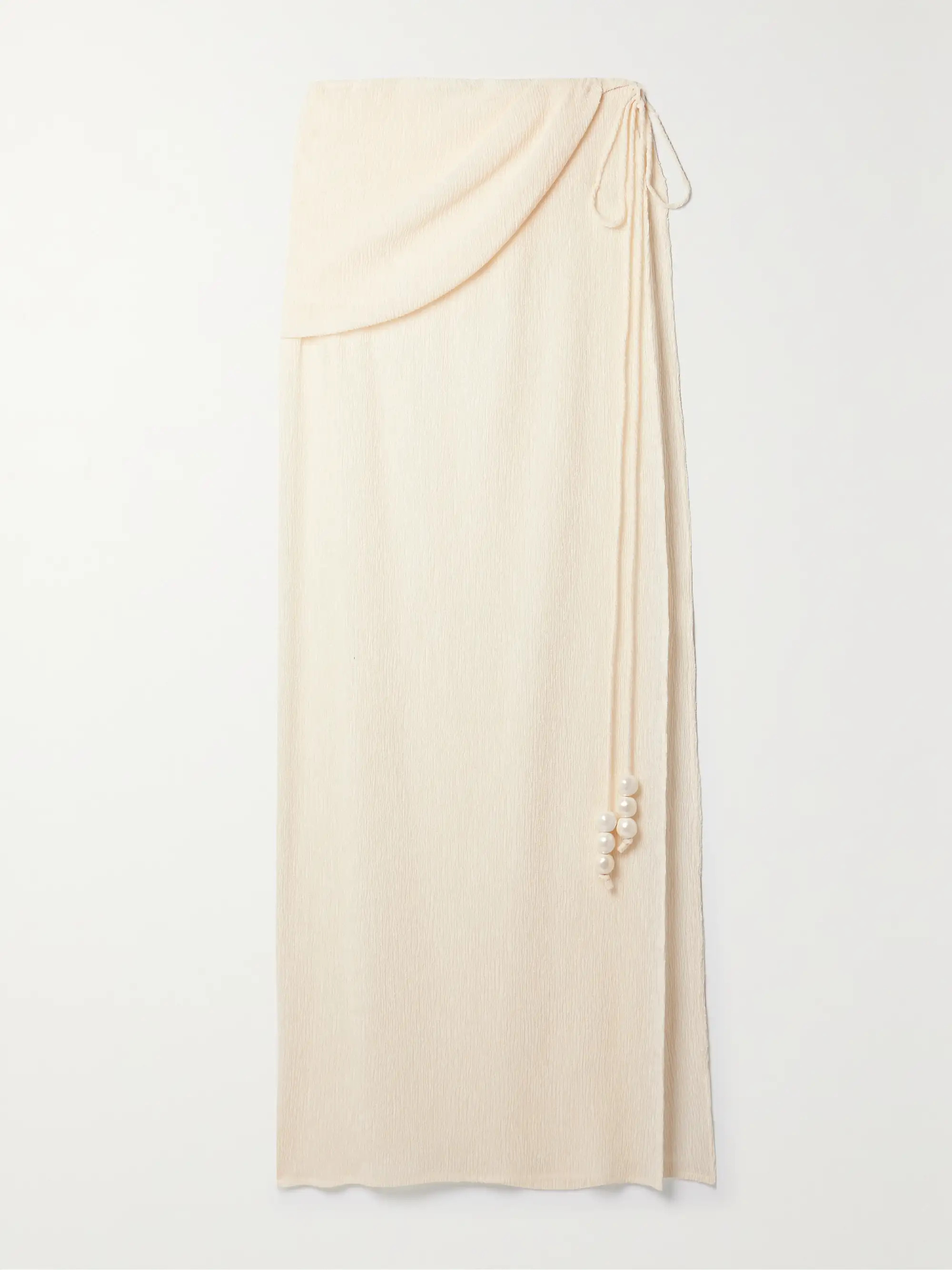 Draped embellished stretch Lyocell-blend crepon maxi wrap skirt | NET-A-PORTER (US)