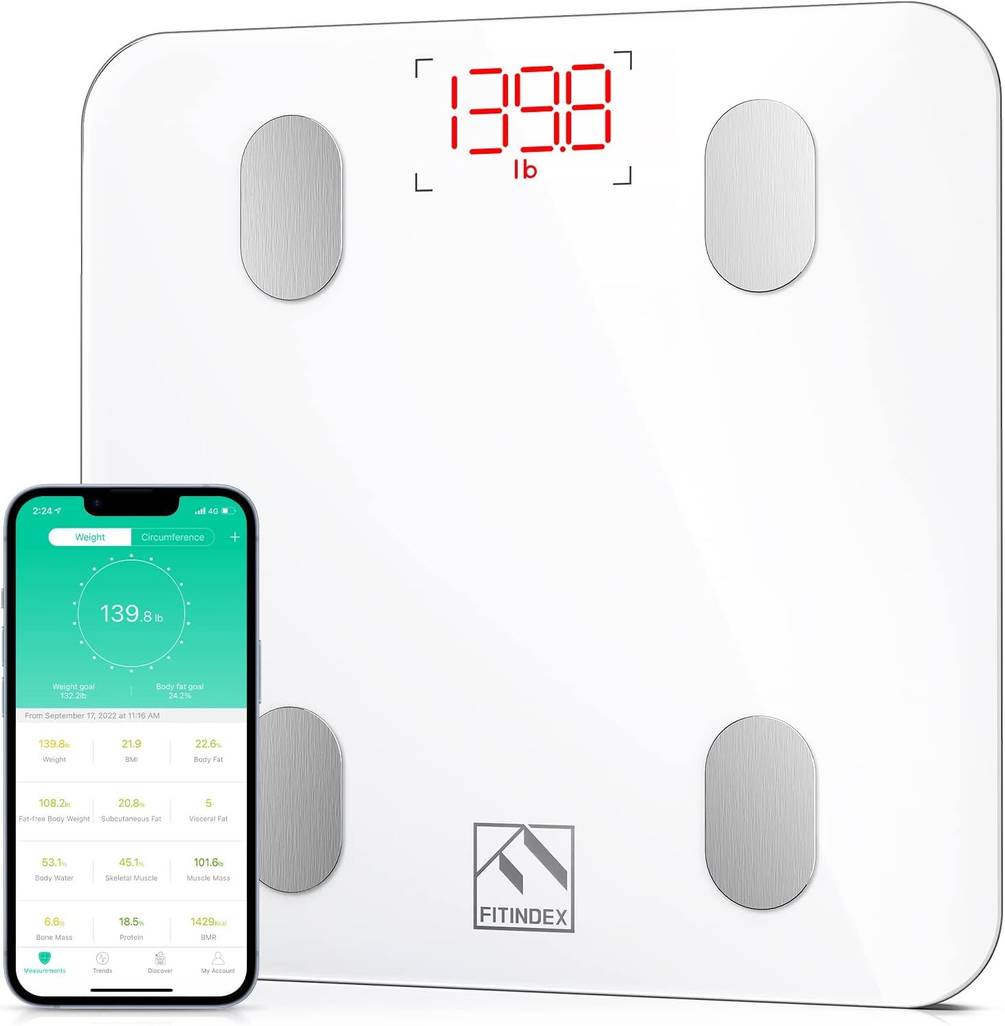 FITINDEX Smart Scale for Body Weight, Digital Bathroom Scale BMI Body Fat Scale Bluetooth Weighti... | Amazon (US)