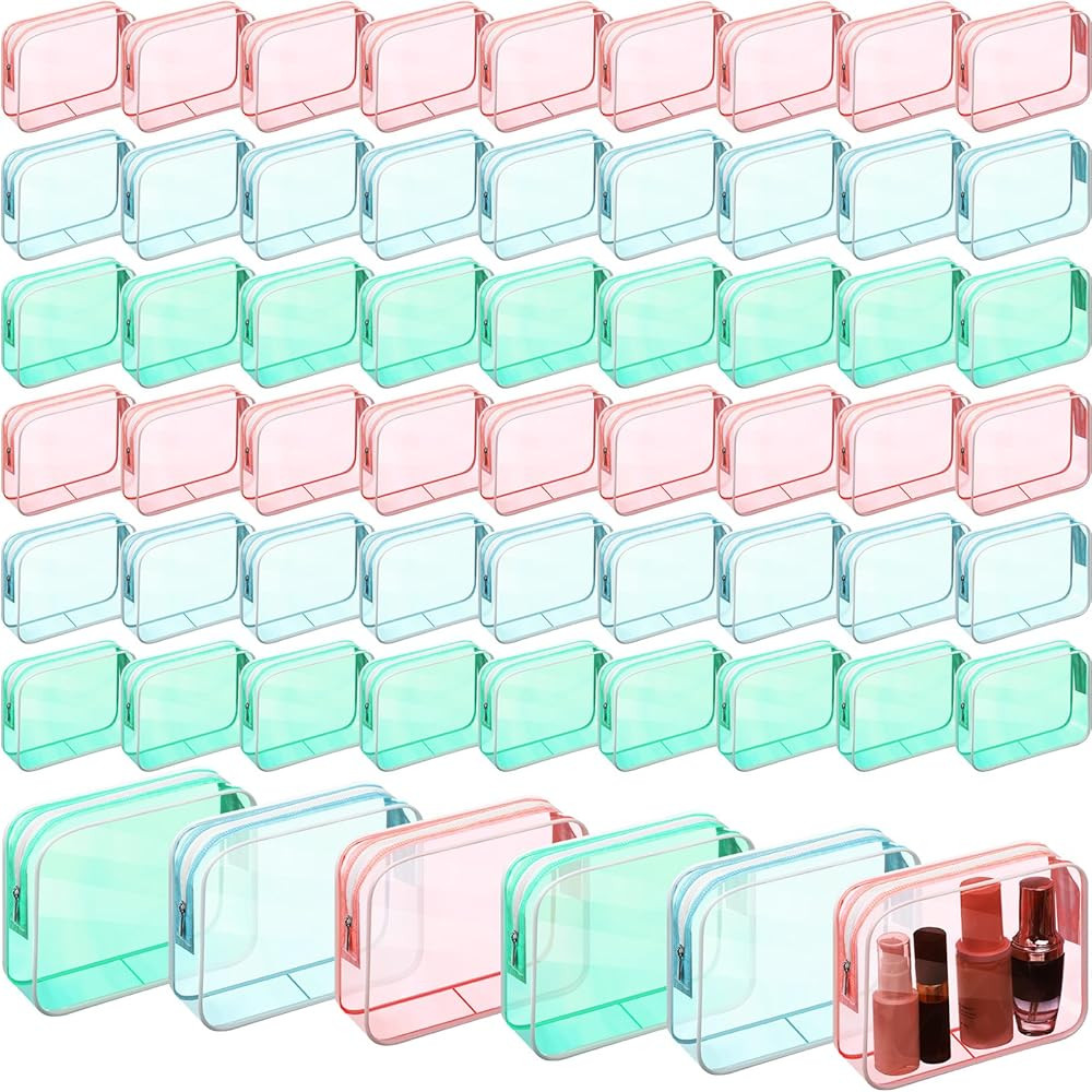 Cunno 60 Pcs Clear Toiletry Bag TSA Approved Cosmetic Bag Bulk Makeup Bag Travel Carry Airport Ai... | Amazon (US)