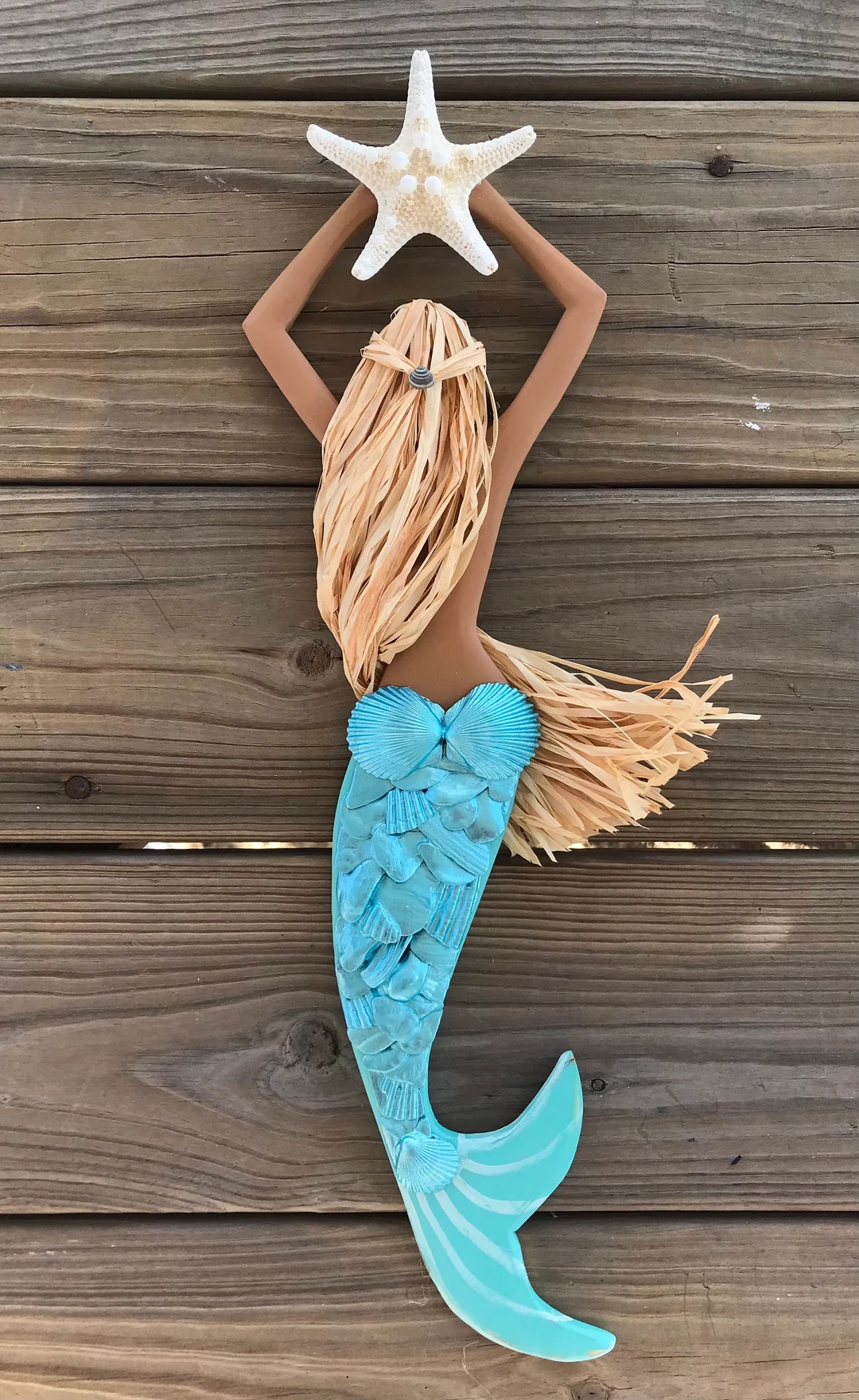 Wooden mermaid wall art, mermaid decor, mermaid wall hanging, seashell mermaid wall art | Etsy (US)